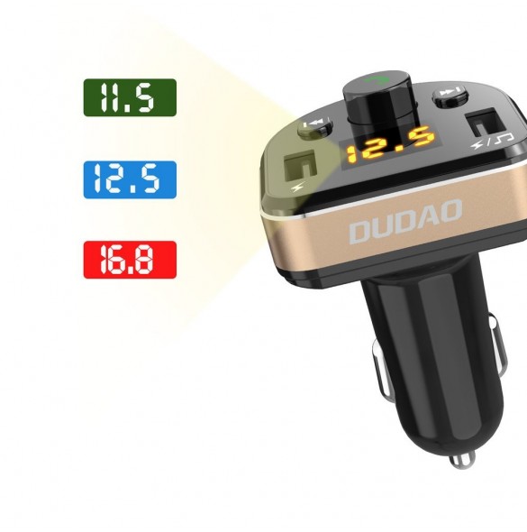 Dudao Bluetooth FM Transmitter MP3 Car Charger 2x USB 3.1 A - Svart (R2Pro black)