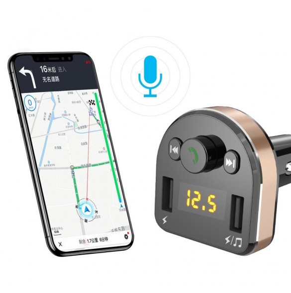 Dudao Bluetooth FM Transmitter MP3 Car Charger 2x USB 3.1 A - Svart (R2Pro black)