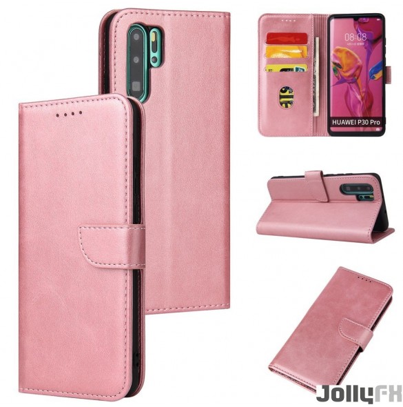 JollyFX Magnetfodral elegant fodral med Bookcase med kickstand för Huawei P30 Pro - Rosa