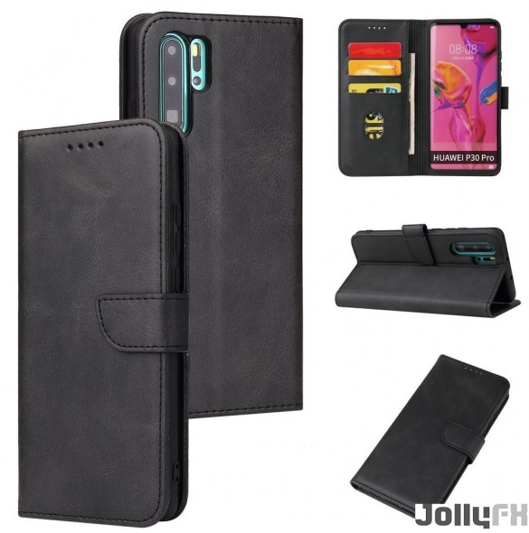 JollyFX Magnetfodral elegant Bookcase med fodral för Huawei P30 Pro - Svart