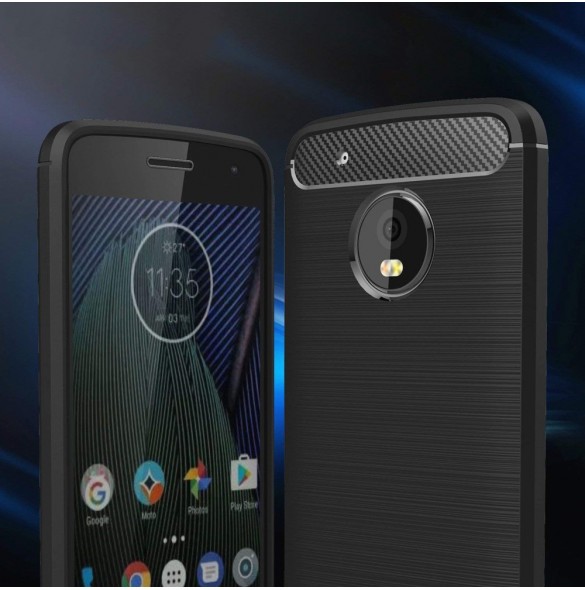 Svart och väldigt snyggt skydd till Lenovo Moto G5 Plus.