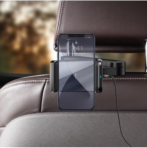 Baseus Energy Storage Backseat Holder Wireless Qi 15 W Charger - Svart (WXHZ-01)