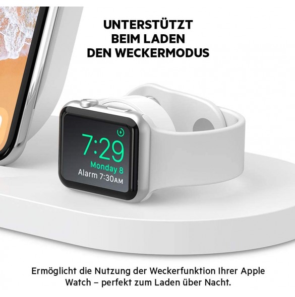 Belkin F8J235 BOOST UP Wireless Charging Dock - Trådlöst laddställ + växelströmsadapter (USB) - Vit