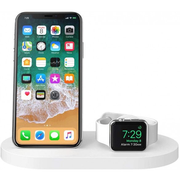 Belkin F8J235 BOOST UP Wireless Charging Dock - Trådlöst laddställ + växelströmsadapter (USB) - Vit