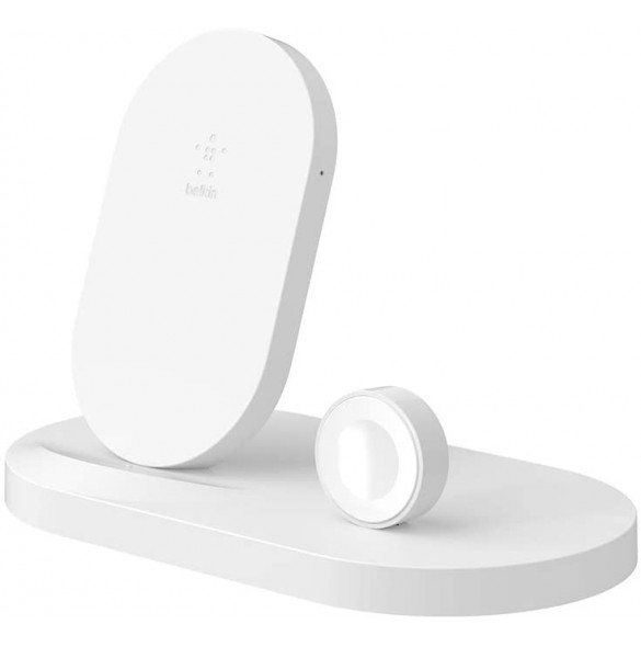 Belkin F8J235 BOOST UP Wireless Charging Dock - Trådlöst laddställ + växelströmsadapter (USB) - Vit