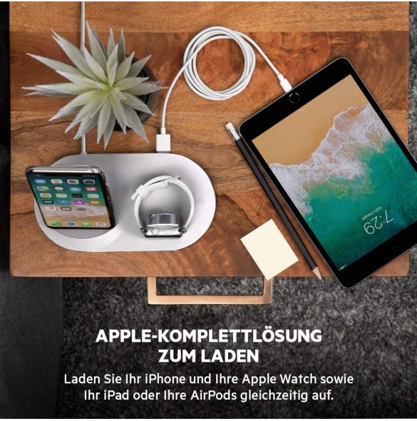 Belkin F8J235 BOOST UP Wireless Charging Dock - Trådlöst laddställ + växelströmsadapter (USB) - Vit