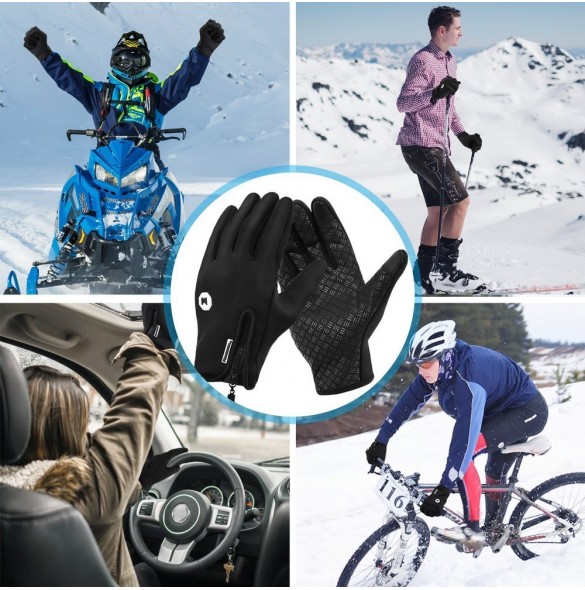 Wozinsky universal sport vattentäta vinterhandskar - pekskärm kompatibel - Svart (WTG1BK)
