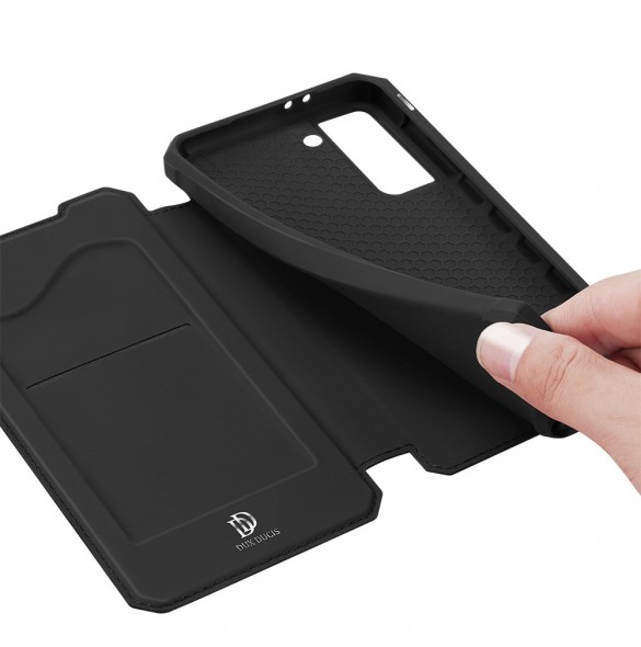 Svart och mycket snyggt skal Samsung Galaxy S21 5G.