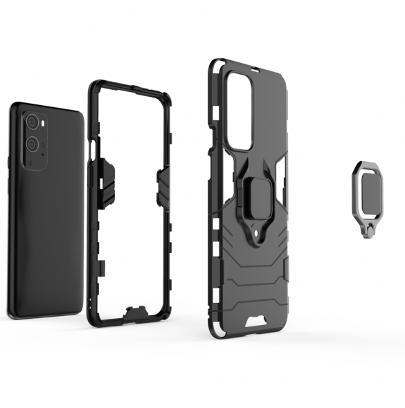 JollyFX Ring Armor Case Kickstand Tufft robust skal till OnePlus 9 Pro - Svart