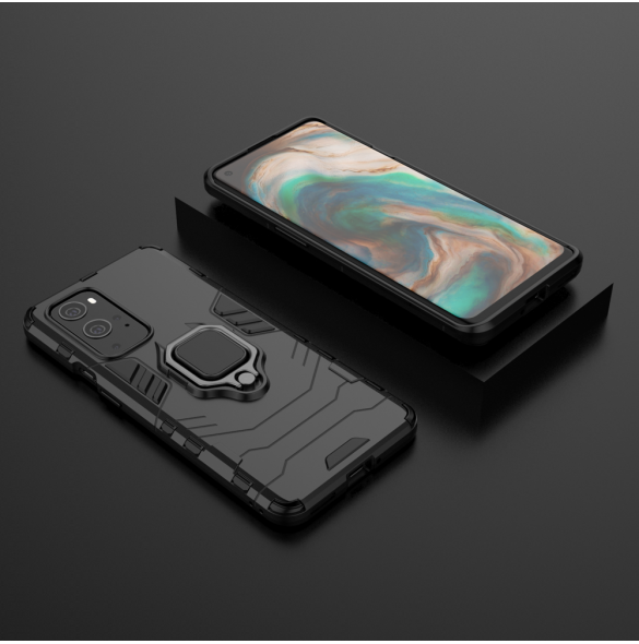 JollyFX Ring Armor Case Kickstand Tufft robust skal till OnePlus 9 Pro - Svart