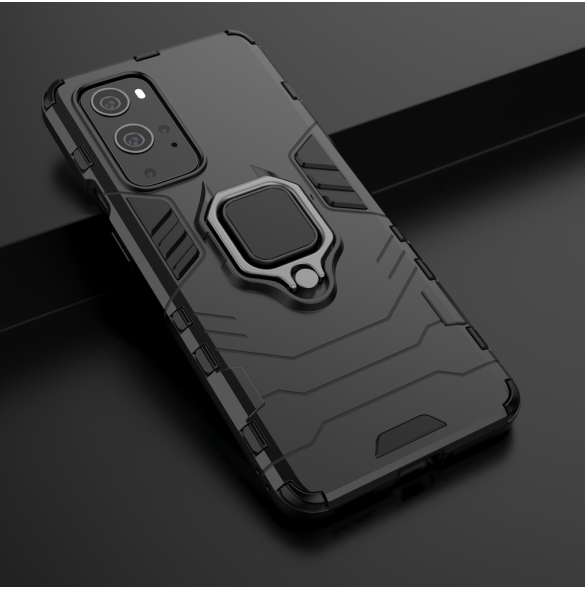 JollyFX Ring Armor Case Kickstand Tufft robust skal till OnePlus 9 Pro - Svart