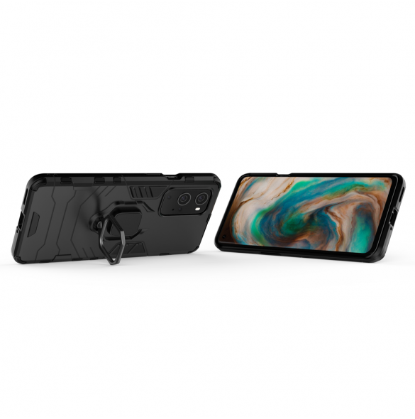 JollyFX Ring Armor Case Kickstand Tufft robust skal till OnePlus 9 Pro - Svart