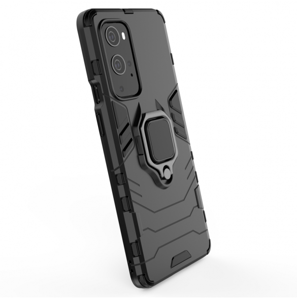 JollyFX Ring Armor Case Kickstand Tufft robust skal till OnePlus 9 Pro - Svart