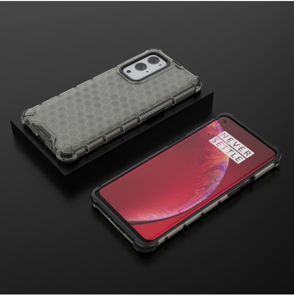 JollyFX Honeycomb Case pansarskydd med TPU-stötfångare till OnePlus 9 Pro - Svart