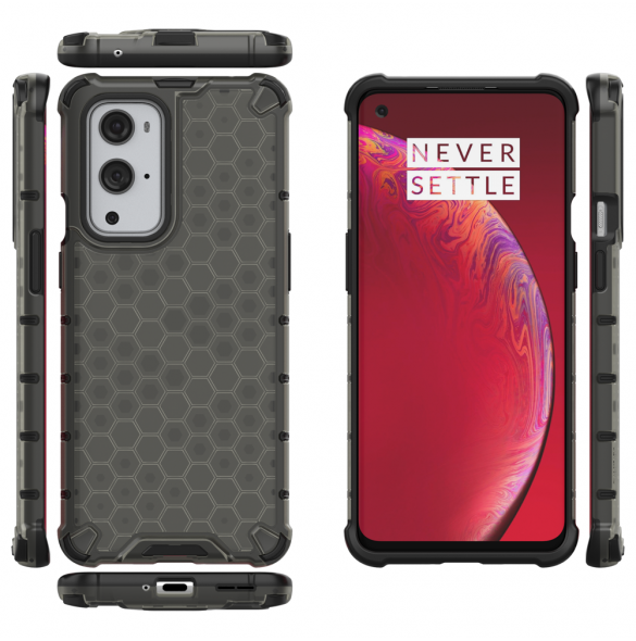 JollyFX Honeycomb Case pansarskydd med TPU-stötfångare till OnePlus 9 Pro - Svart