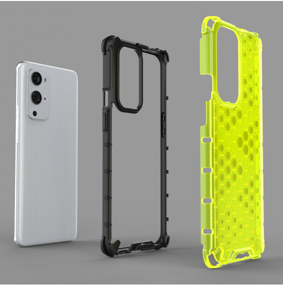 JollyFX Honeycomb Case pansarskydd med TPU-stötfångare till OnePlus 9 Pro - Svart