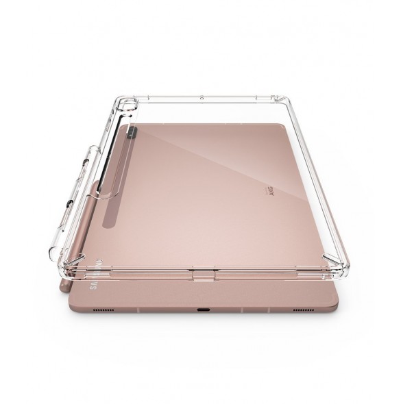 Genomskinligt och mycket snyggt skal Samsung Galaxy Tab S7 Plus.