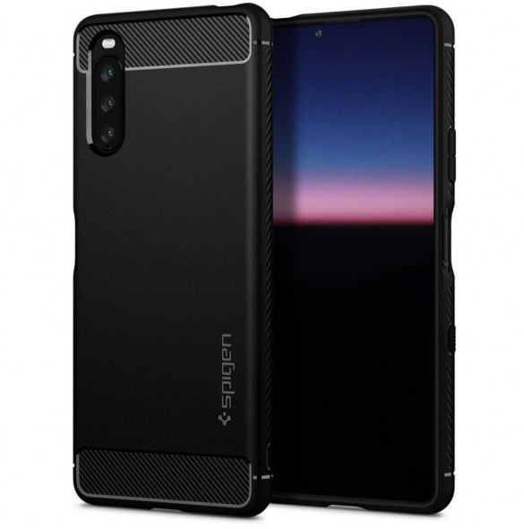 Matt svart och mycket snyggt skal Sony Xperia 10 LII.