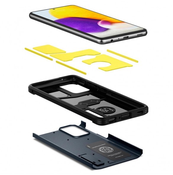 Metallskiffer och mycket snyggt skal Samsung Galaxy A72.
