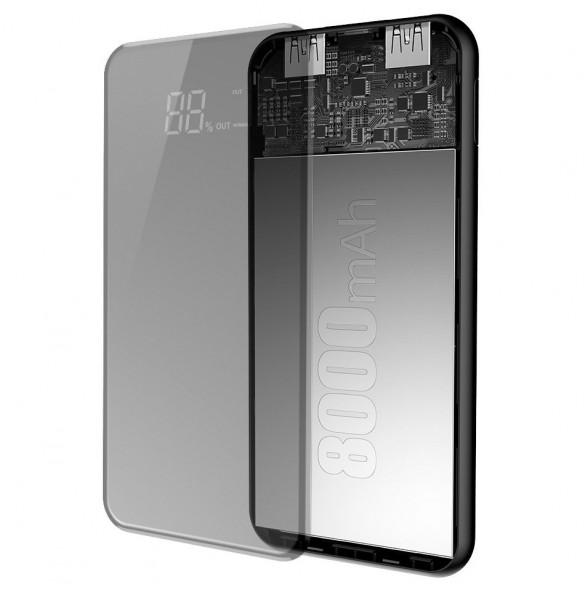 Baseus PPALL-EX01 - 8000mAh LCD Trådlös Laddare Strömbank För iPhone Xs Max, iPhone XR, Galaxy S9, Galaxy Note9