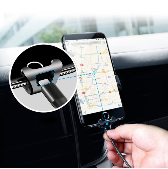 Baseus Gravity Car Mount Aluminium Phone Bracket Luftventilhållare för 4-6" Enheter - Svart