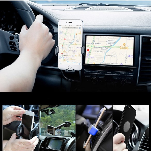 Baseus Gravity Car Mount Aluminium Phone Bracket Luftventilhållare för 4-6" Enheter - Svart