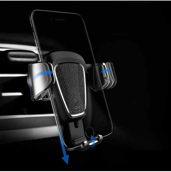 Baseus Gravity Car Mount Aluminium Phone Bracket Luftventilhållare för 4-6" Enheter - Svart