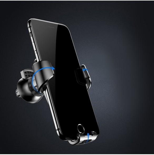 Baseus Gravity Car Mount Aluminium Phone Bracket Luftventilhållare för 4-6" Enheter - Svart