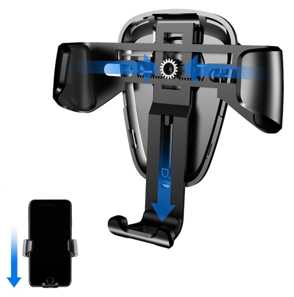 Baseus Gravity Car Mount Aluminium Phone Bracket Luftventilhållare för 4-6" Enheter - Svart