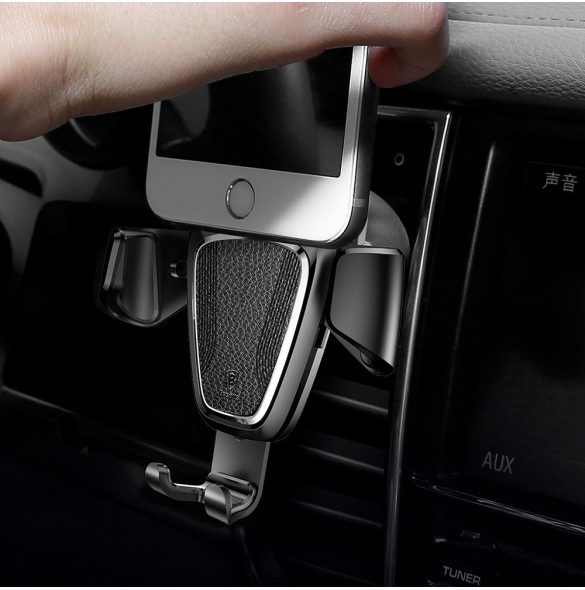 Baseus Gravity Car Mount Aluminium Phone Bracket Luftventilhållare för 4-6" Enheter - Svart