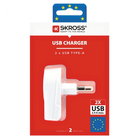 SKross Euro USB-laddare 2xUSB Type A