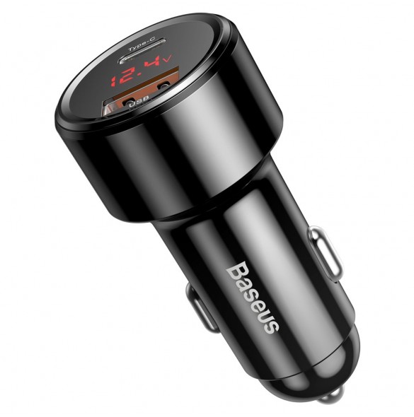 Baseus Magic Series PPS Car Charger with digital display USB Quick Charge 3.0 / USB Type C PD QC4+ 45W 6A - Svart