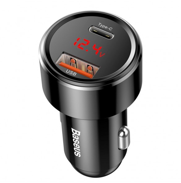 Baseus Magic Series PPS Car Charger with digital display USB Quick Charge 3.0 / USB Type C PD QC4+ 45W 6A - Svart