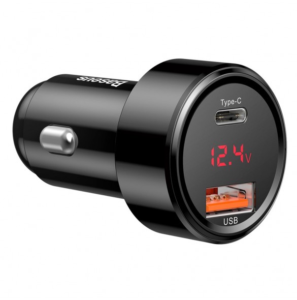 Baseus Magic Series PPS Car Charger with digital display USB Quick Charge 3.0 / USB Type C PD QC4+ 45W 6A - Svart