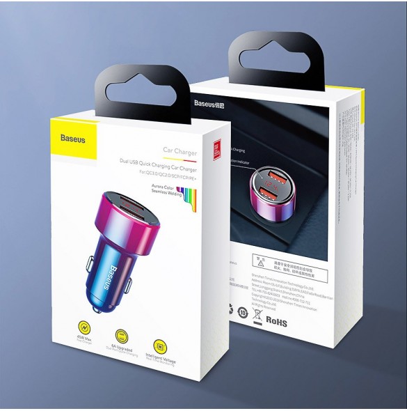 Baseus Magic Series PPS Car Charger with digital display USB Quick Charge 3.0 / USB Type C PD QC4+ 45W 6A - Svart