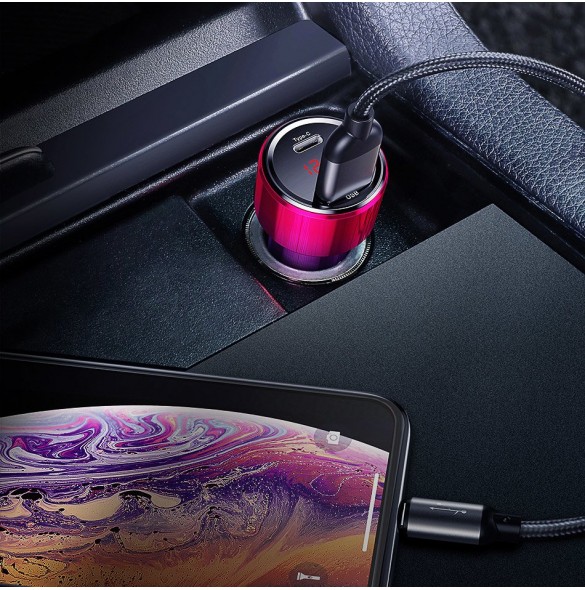 Baseus Magic Series PPS Car Charger with digital display USB Quick Charge 3.0 / USB Type C PD QC4+ 45W 6A - Svart