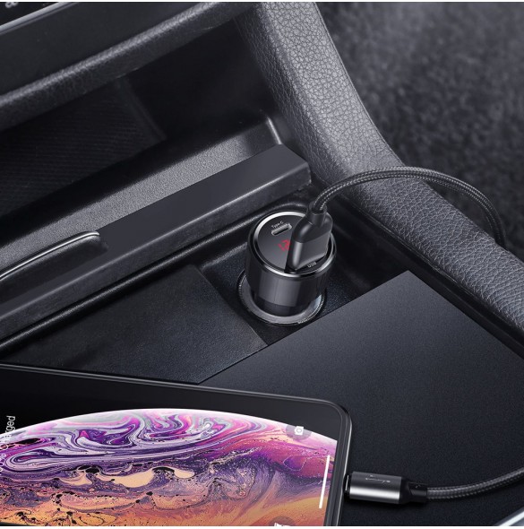 Baseus Magic Series PPS Car Charger with digital display USB Quick Charge 3.0 / USB Type C PD QC4+ 45W 6A - Svart